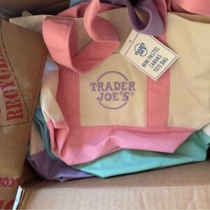 Trader Joe's Mini Pastel Canvas Tote Bags set of 4
